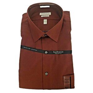 Van Heusen Dark Red Button Down Men's Shirt Oxford